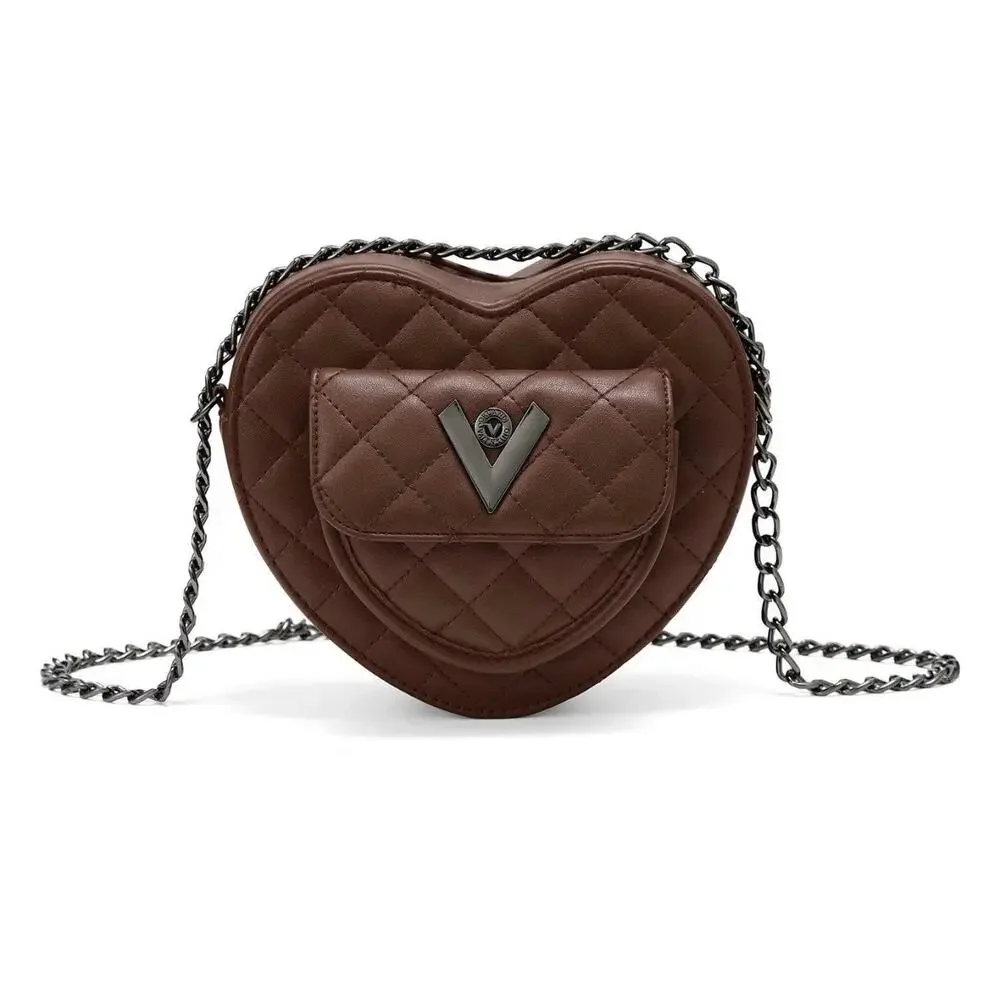 Valentino Orlandi Heart Crossbody MSRP $139 NWT Brown Quilted Vegan Leather